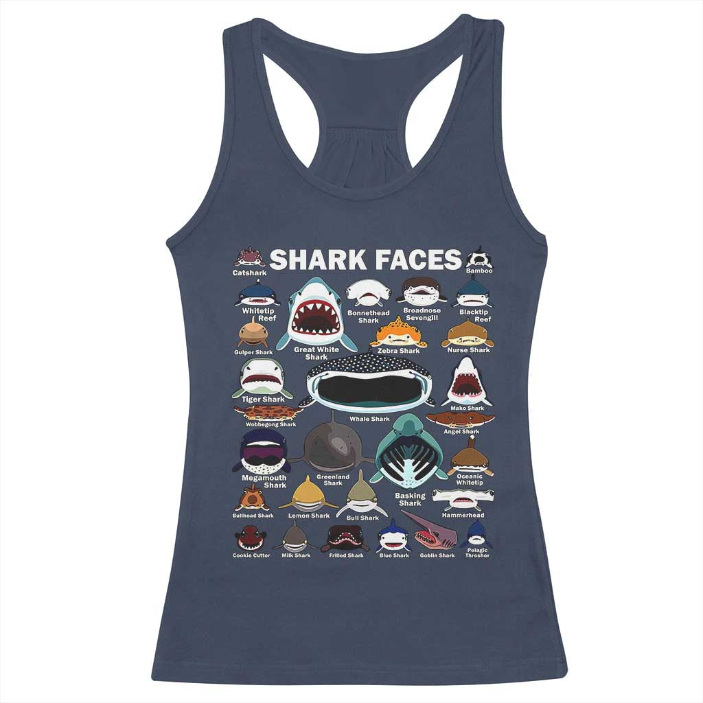 Shark Faces Racerback Tank Top Type Of Sharks Identification Marine Biology