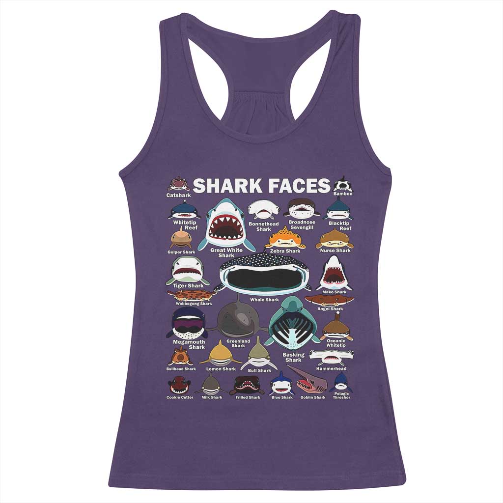 Shark Faces Racerback Tank Top Type Of Sharks Identification Marine Biology