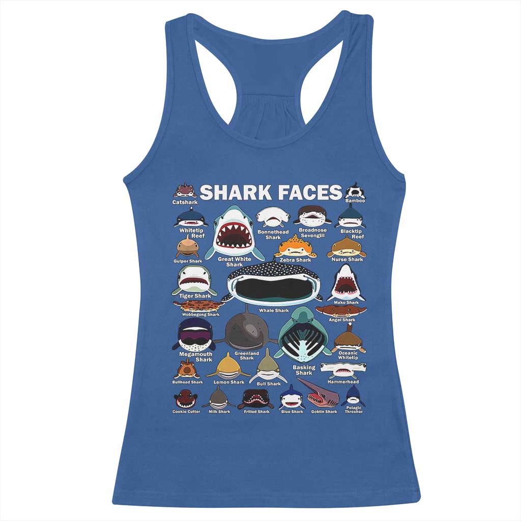 Shark Faces Racerback Tank Top Type Of Sharks Identification Marine Biology