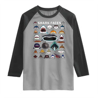 Shark Faces Raglan Shirt Type Of Sharks Identification Marine Biology