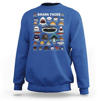 Shark Faces Sweatshirt Type Of Sharks Identification Marine Biology - Wonder Print Shop