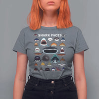 Shark Faces T Shirt For Women Type Of Sharks Identification Marine Biology - Wonder Print Shop