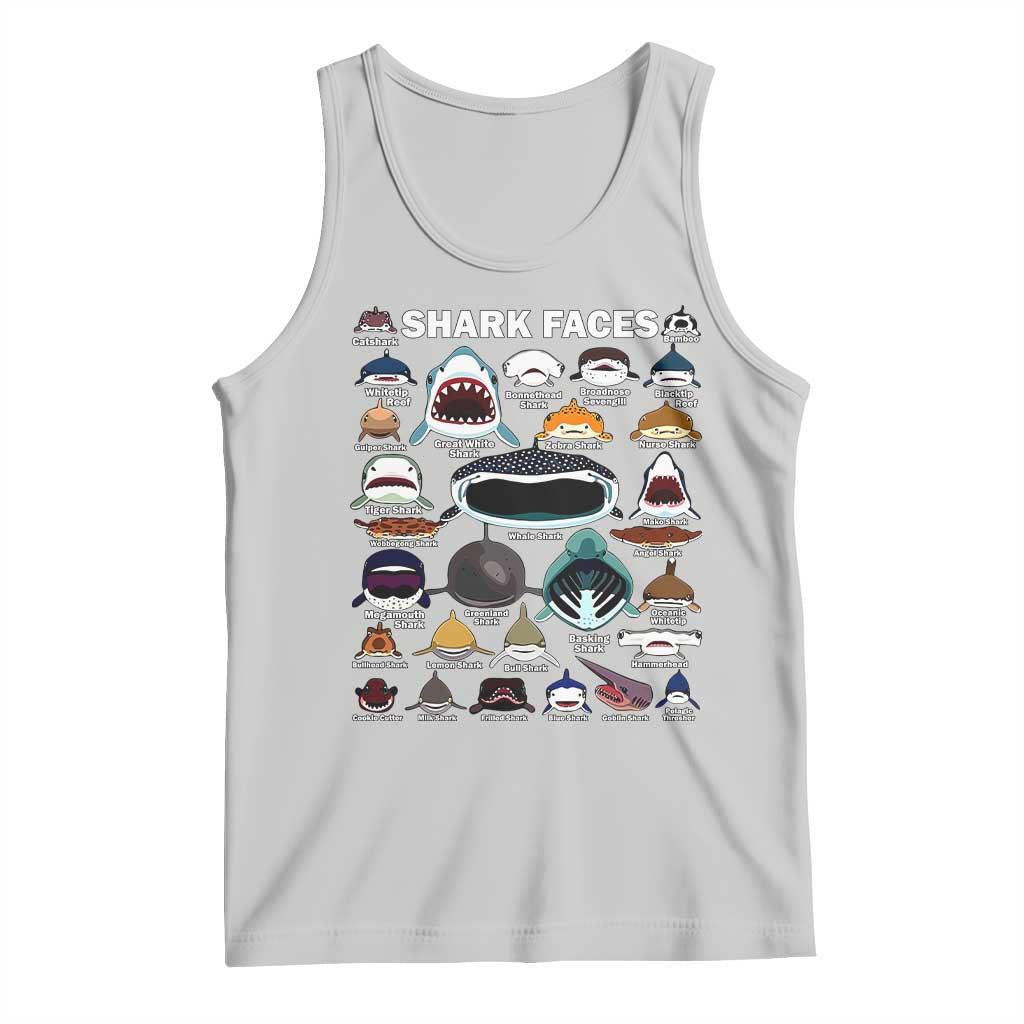 Shark Faces Tank Top Type Of Sharks Identification Marine Biology