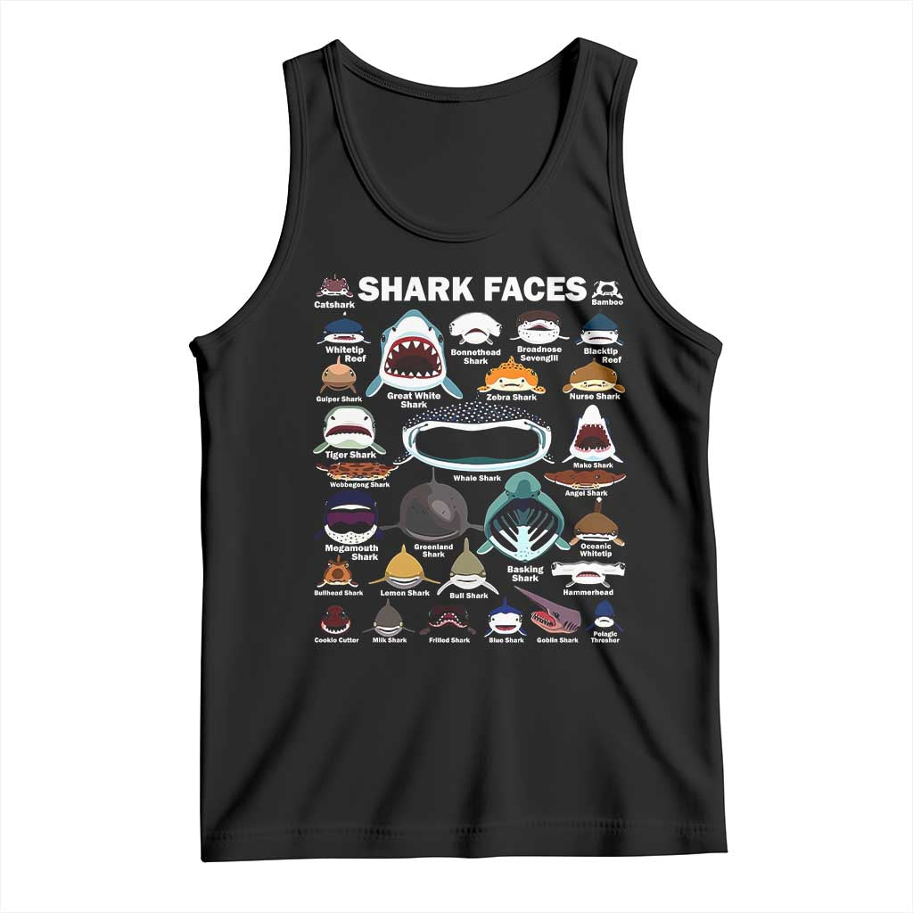 Shark Faces Tank Top Type Of Sharks Identification Marine Biology