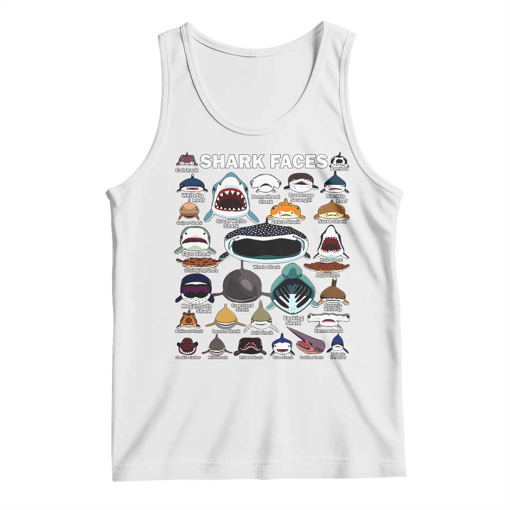 Shark Faces Tank Top Type Of Sharks Identification Marine Biology