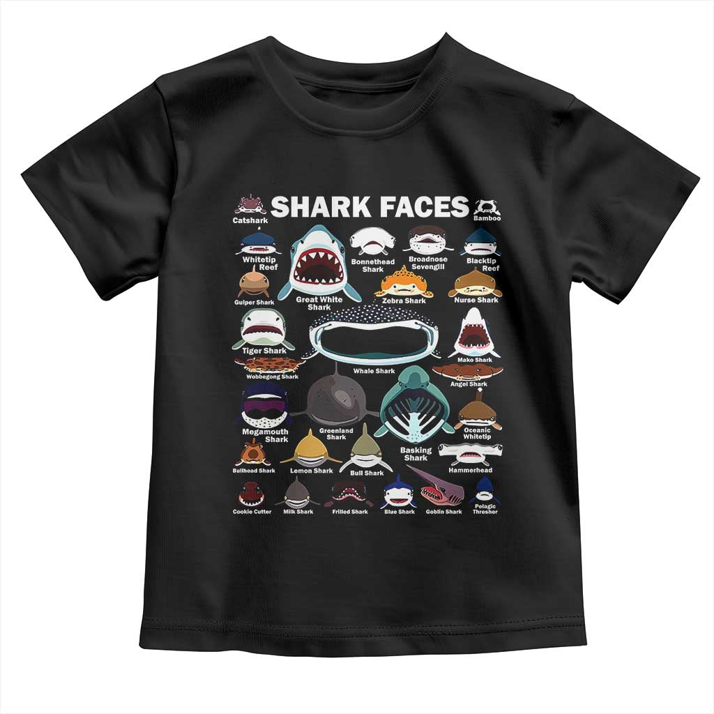 Shark Faces Toddler T Shirt Type Of Sharks Identification Marine Biology