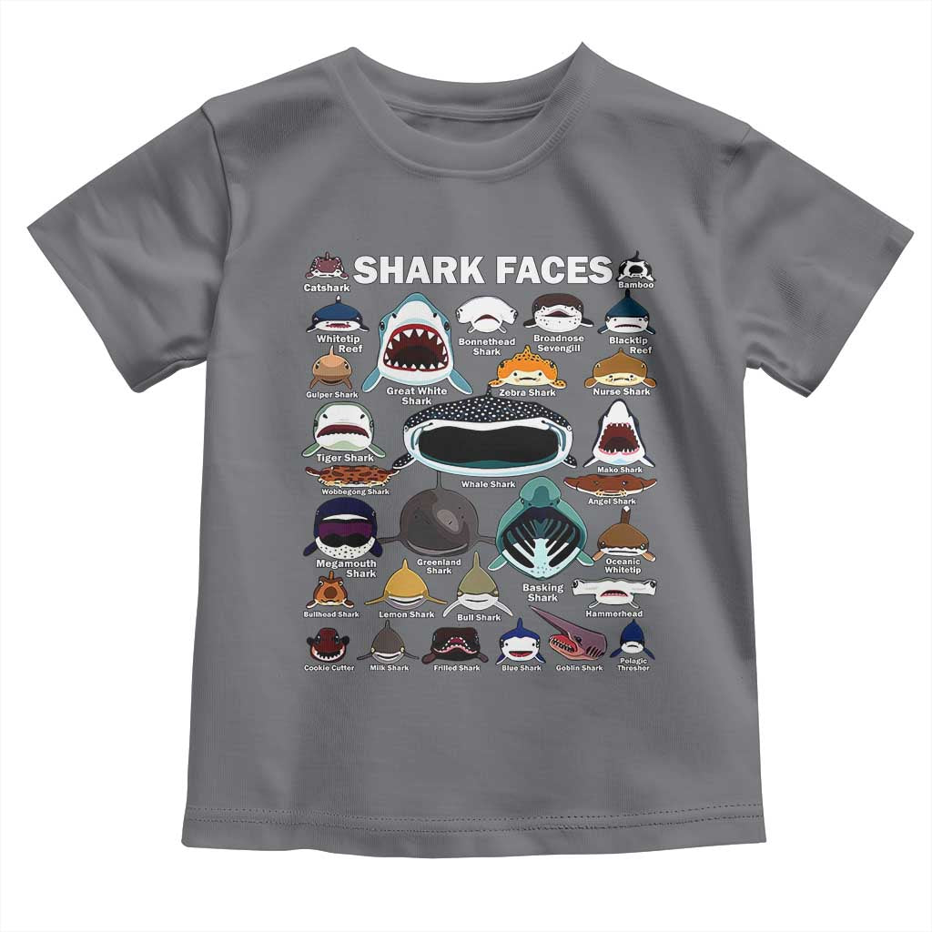 Shark Faces Toddler T Shirt Type Of Sharks Identification Marine Biology