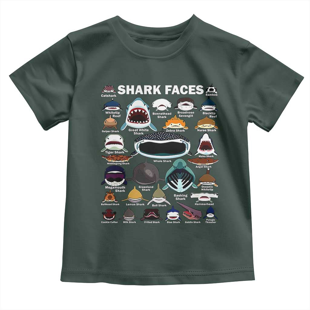 Shark Faces Toddler T Shirt Type Of Sharks Identification Marine Biology