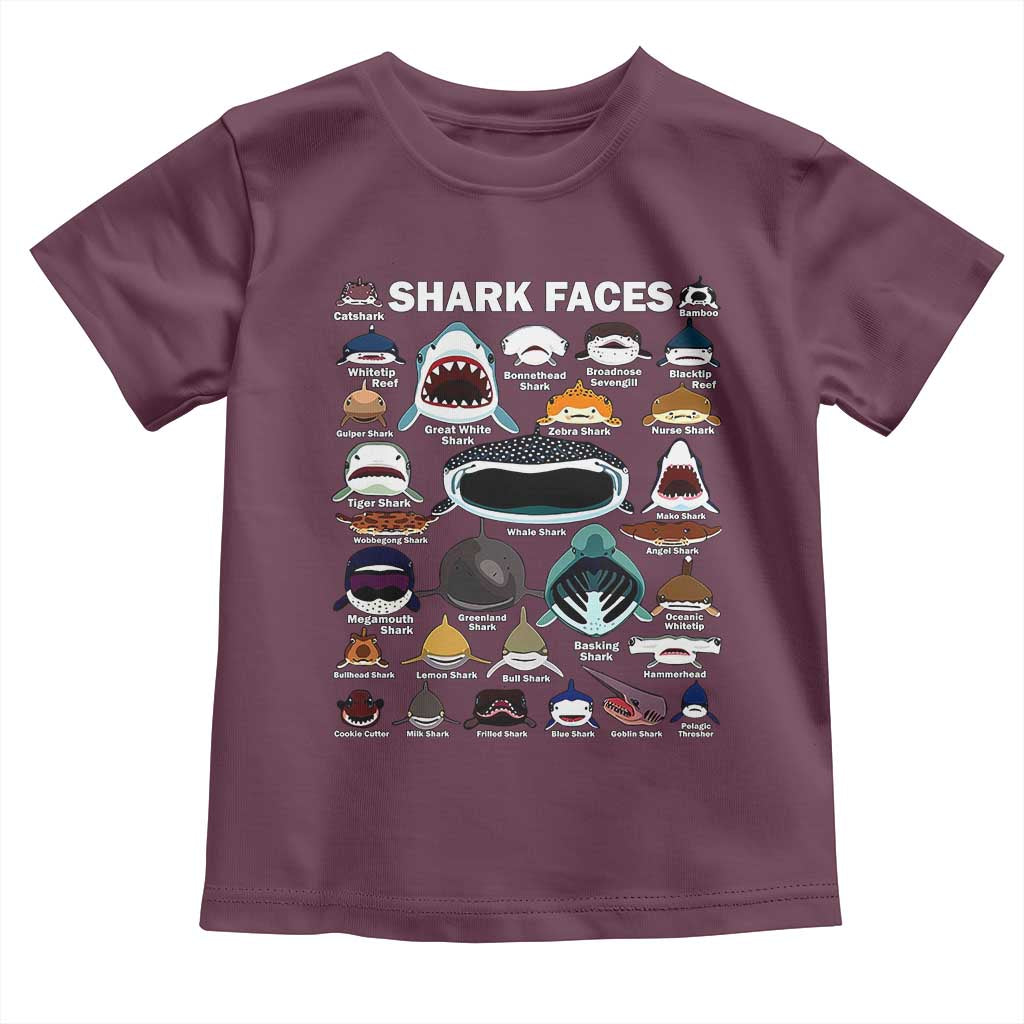 Shark Faces Toddler T Shirt Type Of Sharks Identification Marine Biology