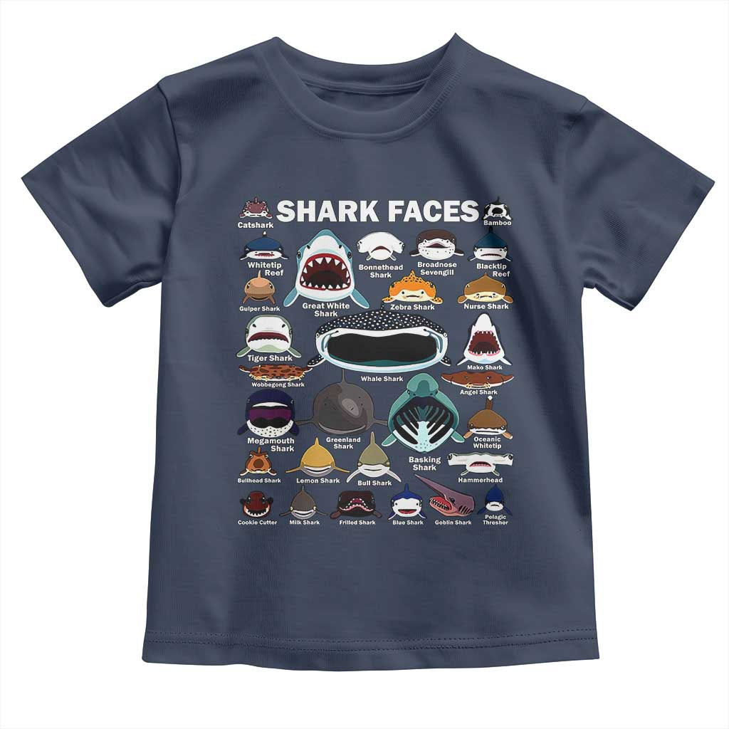 Shark Faces Toddler T Shirt Type Of Sharks Identification Marine Biology