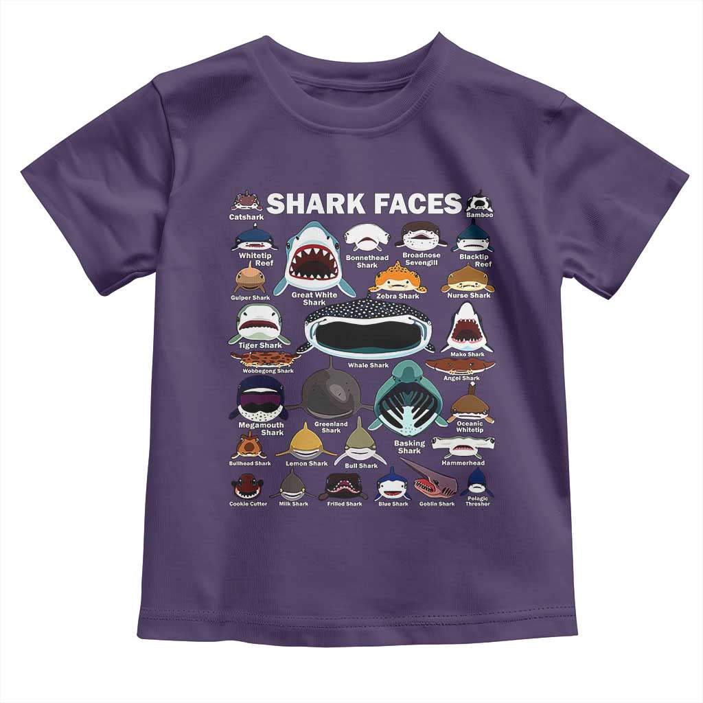 Shark Faces Toddler T Shirt Type Of Sharks Identification Marine Biology