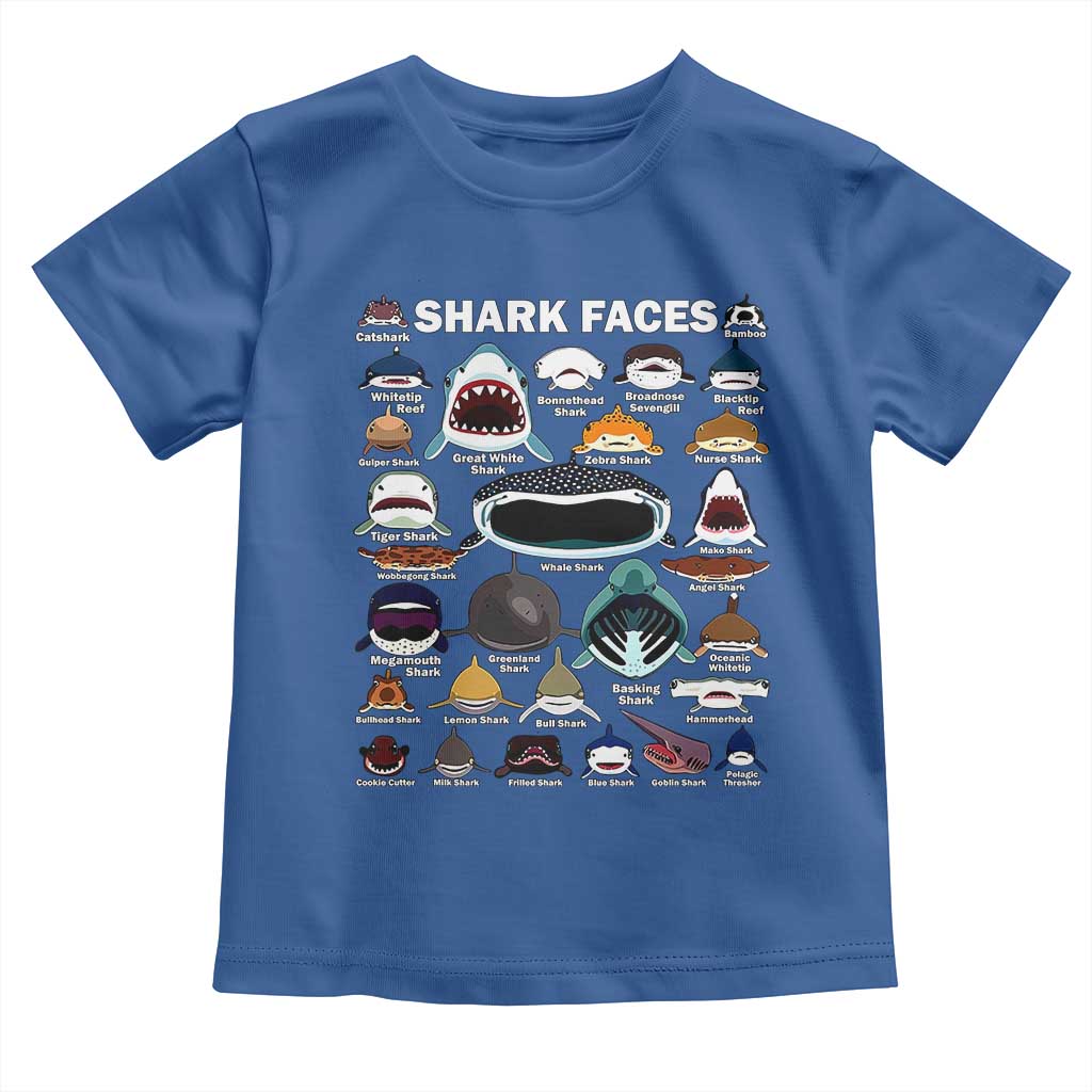 Shark Faces Toddler T Shirt Type Of Sharks Identification Marine Biology