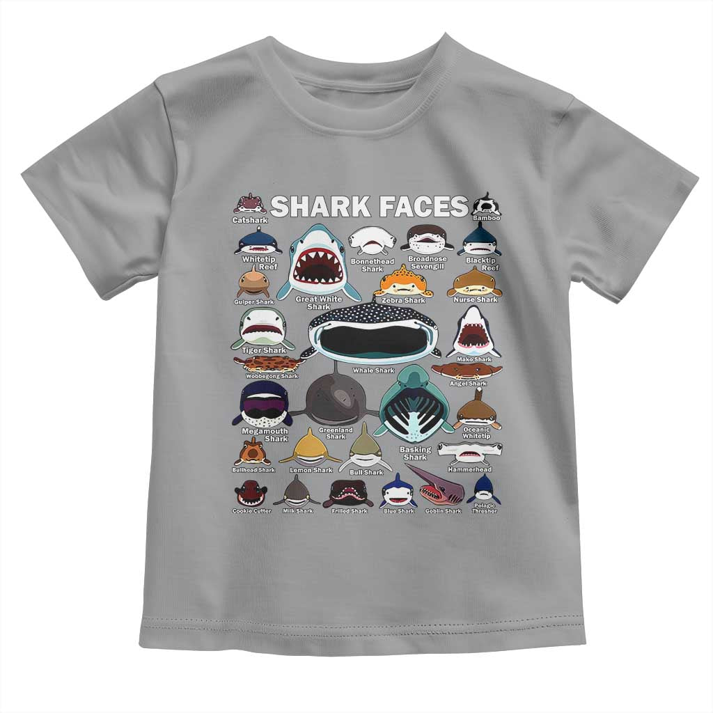 Shark Faces Toddler T Shirt Type Of Sharks Identification Marine Biology
