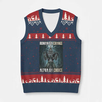 Funny Alpha Wolf Meme V-Neck Knit Sweater Vest Human By Chance Alpha By Choice Cool Funny Alpha Wolf Meme - Wonder Print Shop