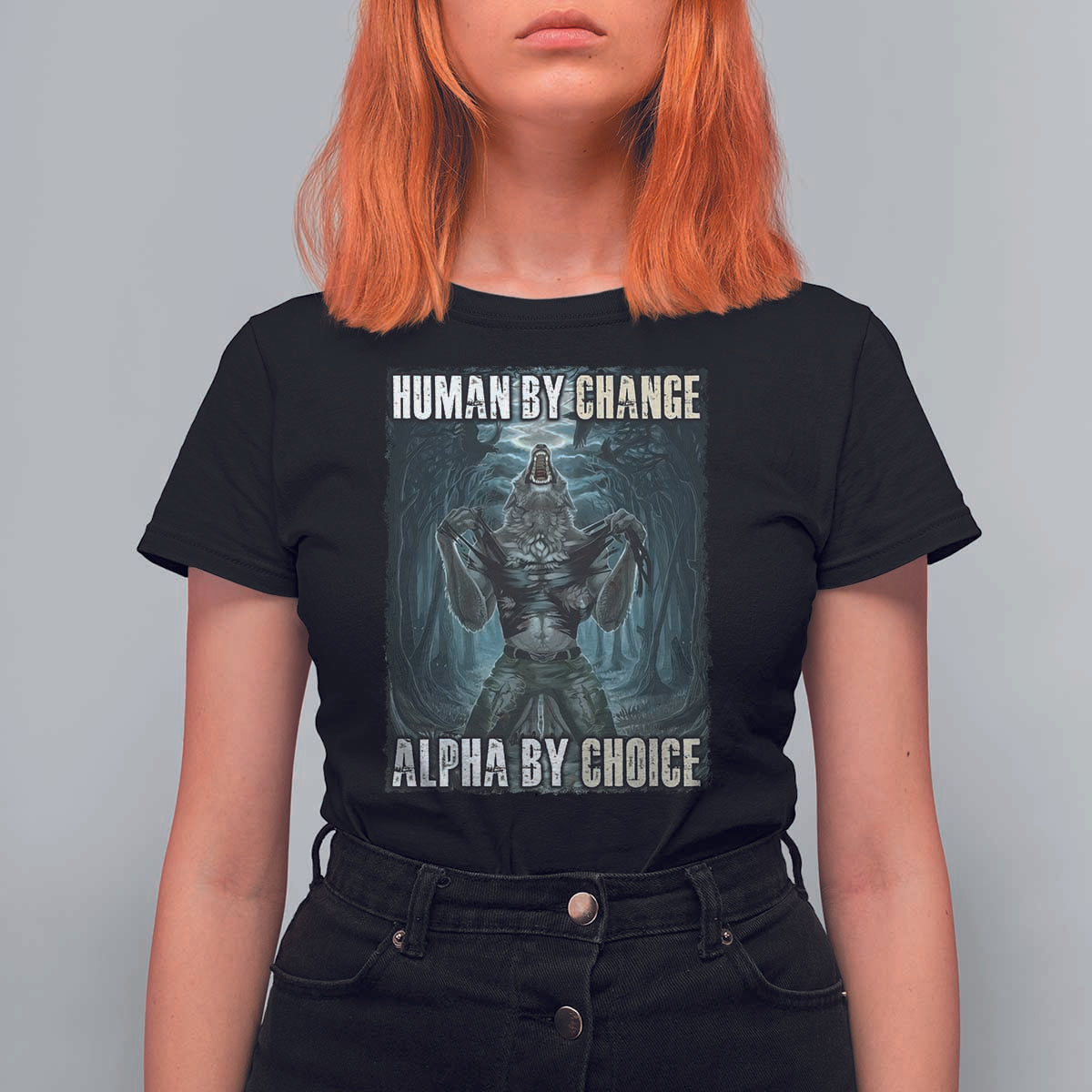 Funny Alpha Wolf Meme T Shirt For Women Human By Chance Alpha By Choice Cool Funny Alpha Wolf Meme - Wonder Print Shop
