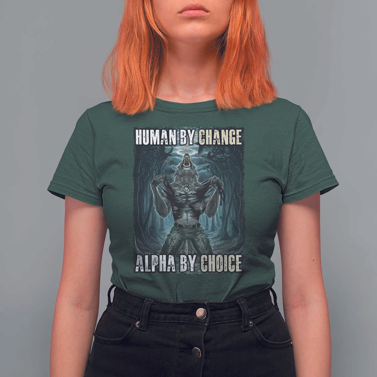 Funny Alpha Wolf Meme T Shirt For Women Human By Chance Alpha By Choice Cool Funny Alpha Wolf Meme - Wonder Print Shop