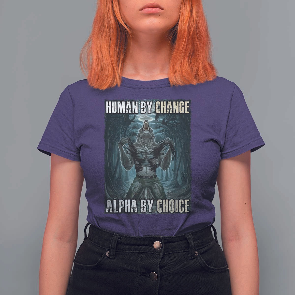 Funny Alpha Wolf Meme T Shirt For Women Human By Chance Alpha By Choice Cool Funny Alpha Wolf Meme - Wonder Print Shop