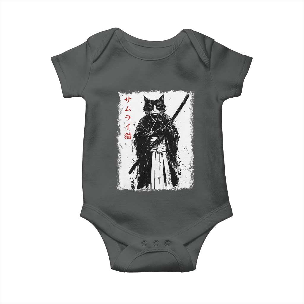 Japanese Samurai Cat Baby Onesie Retro Vintage Ukiyo-e Warrior Art Graphic