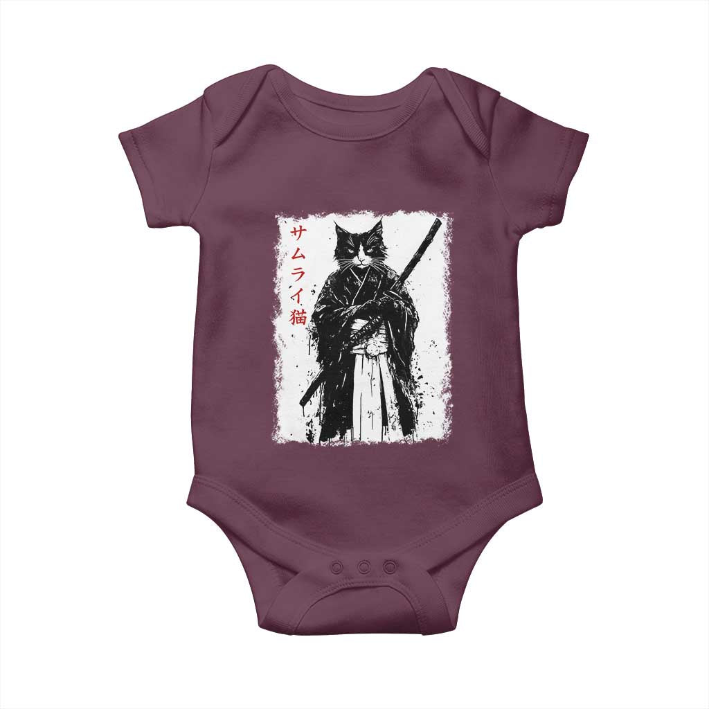 Japanese Samurai Cat Baby Onesie Retro Vintage Ukiyo-e Warrior Art Graphic