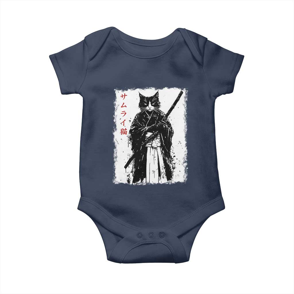 Japanese Samurai Cat Baby Onesie Retro Vintage Ukiyo-e Warrior Art Graphic