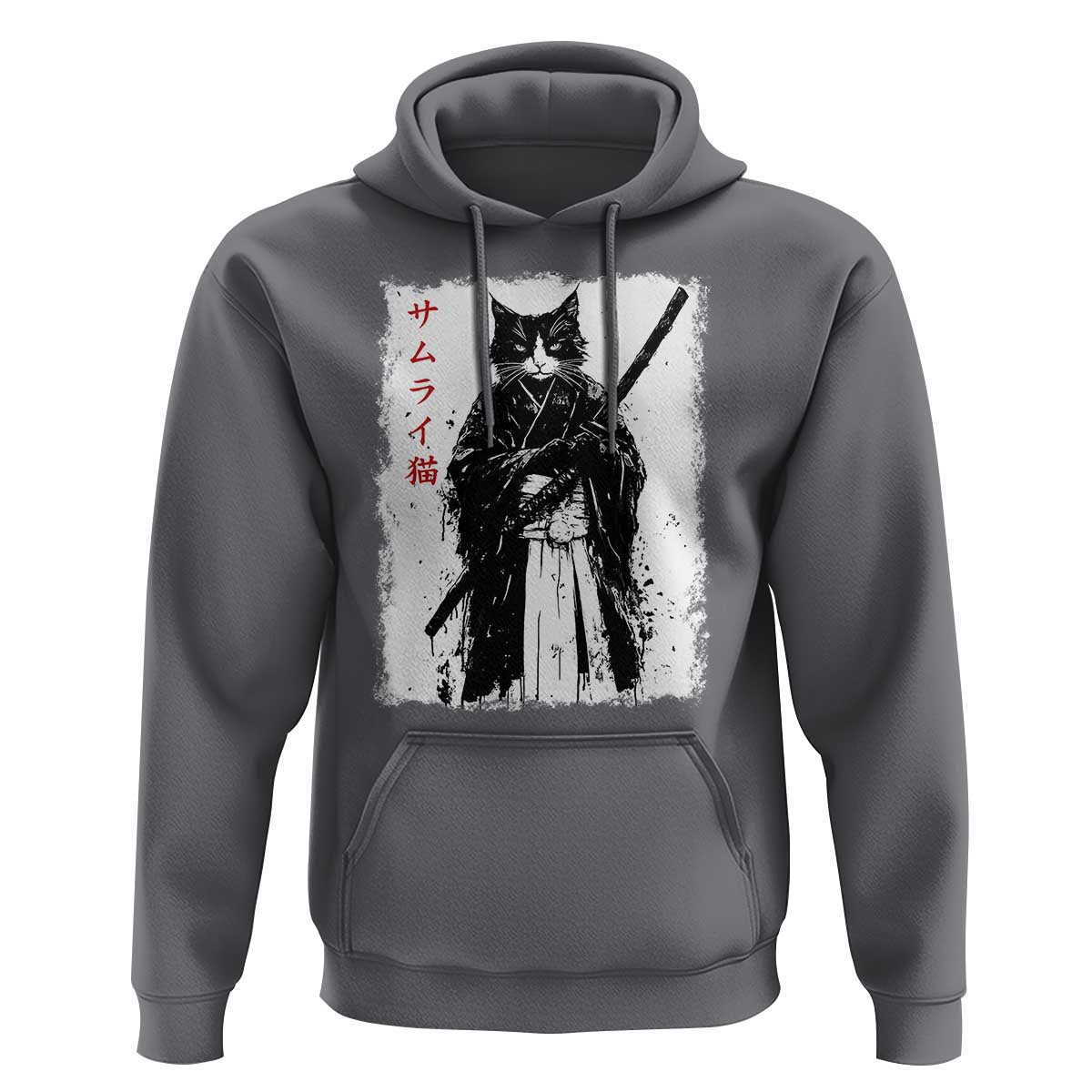 Japanese Samurai Cat Hoodie Retro Vintage Ukiyo-e Warrior Art Graphic
