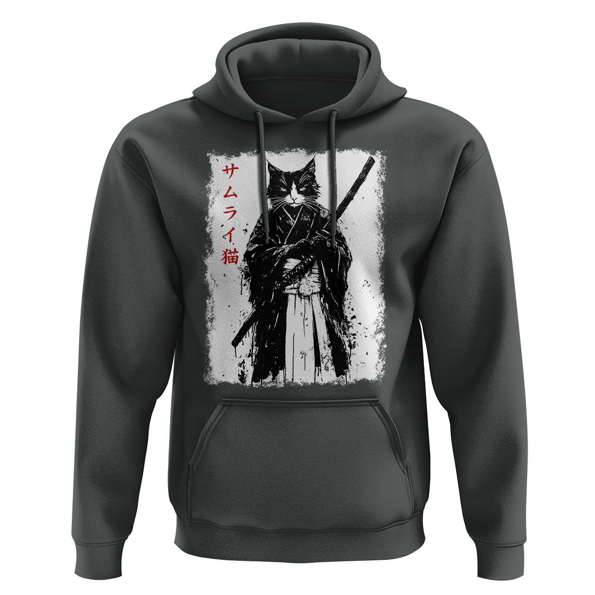 Japanese Samurai Cat Hoodie Retro Vintage Ukiyo-e Warrior Art Graphic