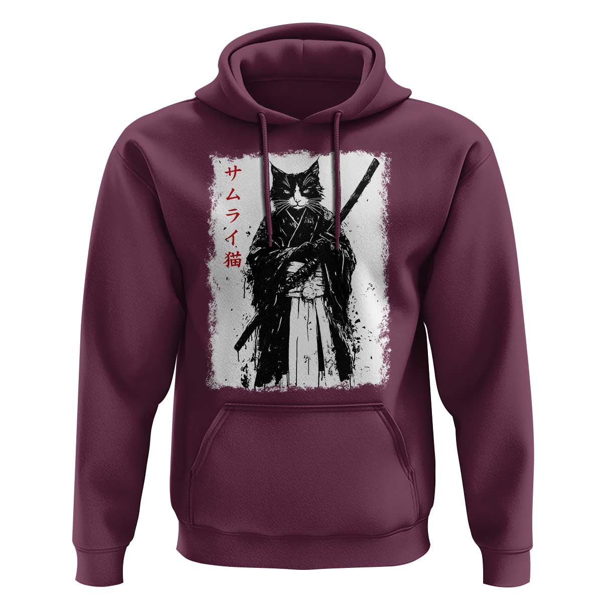 Japanese Samurai Cat Hoodie Retro Vintage Ukiyo-e Warrior Art Graphic