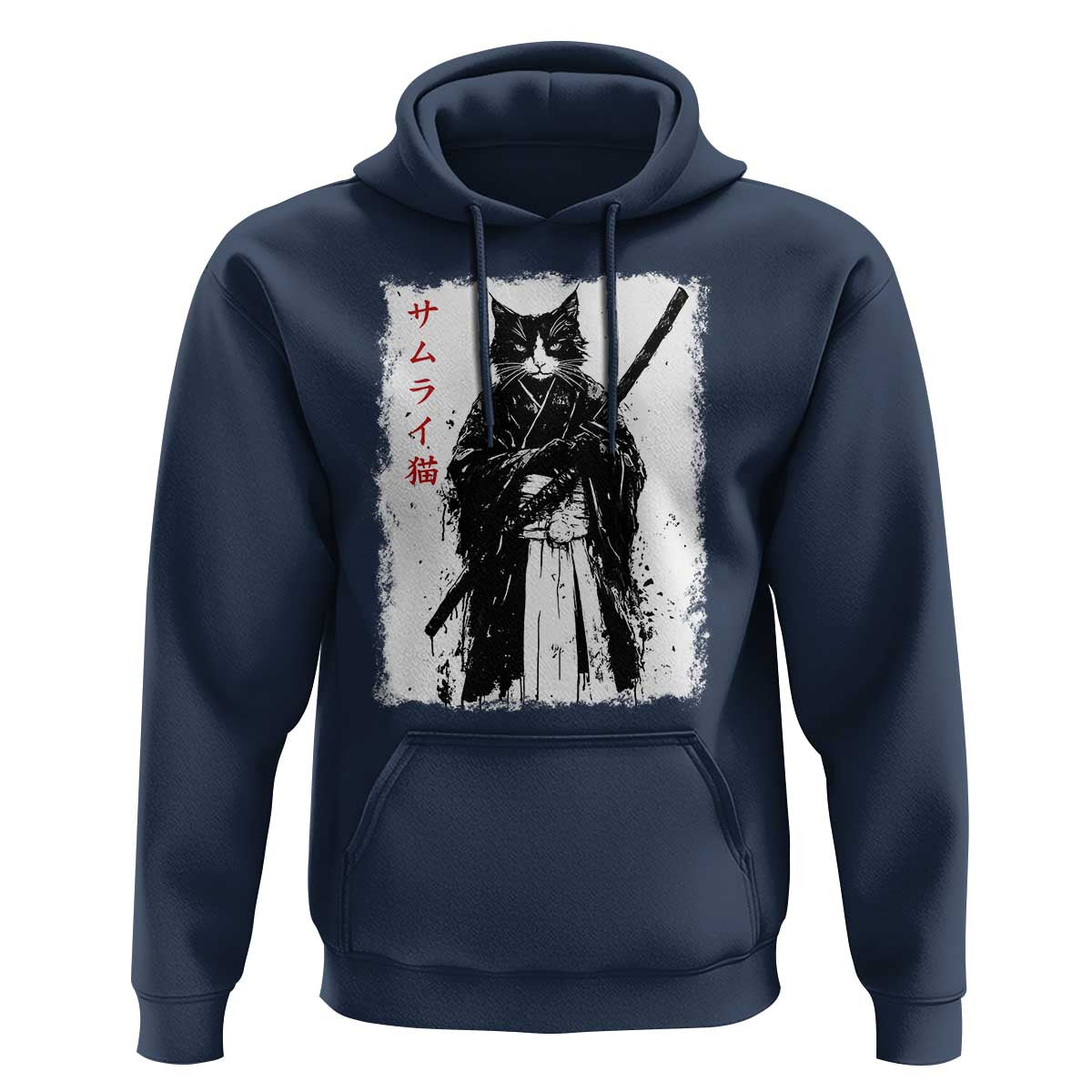 Japanese Samurai Cat Hoodie Retro Vintage Ukiyo-e Warrior Art Graphic