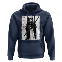Japanese Samurai Cat Hoodie Retro Vintage Ukiyo-e Warrior Art Graphic