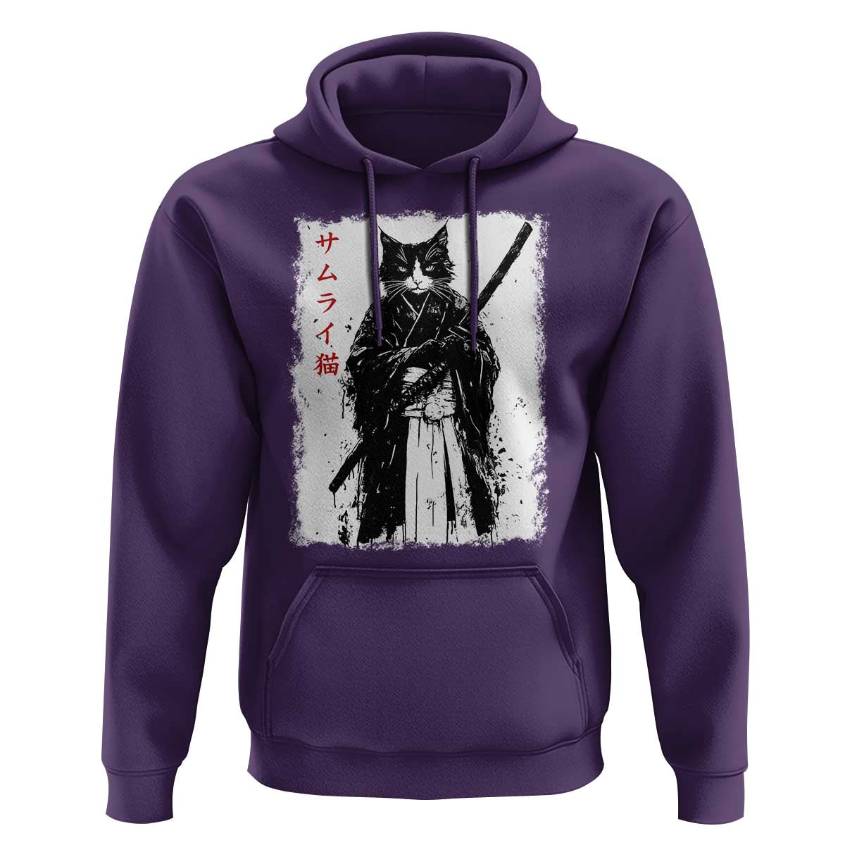 Japanese Samurai Cat Hoodie Retro Vintage Ukiyo-e Warrior Art Graphic