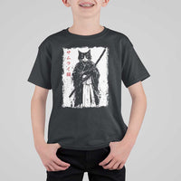Japanese Samurai Cat T Shirt For Kid Retro Vintage Ukiyo-e Warrior Art Graphic - Wonder Print Shop