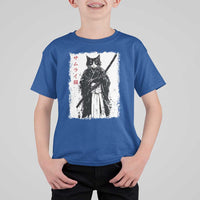 Japanese Samurai Cat T Shirt For Kid Retro Vintage Ukiyo-e Warrior Art Graphic - Wonder Print Shop