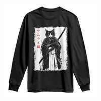 Japanese Samurai Cat Long Sleeve Shirt Retro Vintage Ukiyo-e Warrior Art Graphic