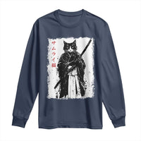 Japanese Samurai Cat Long Sleeve Shirt Retro Vintage Ukiyo-e Warrior Art Graphic