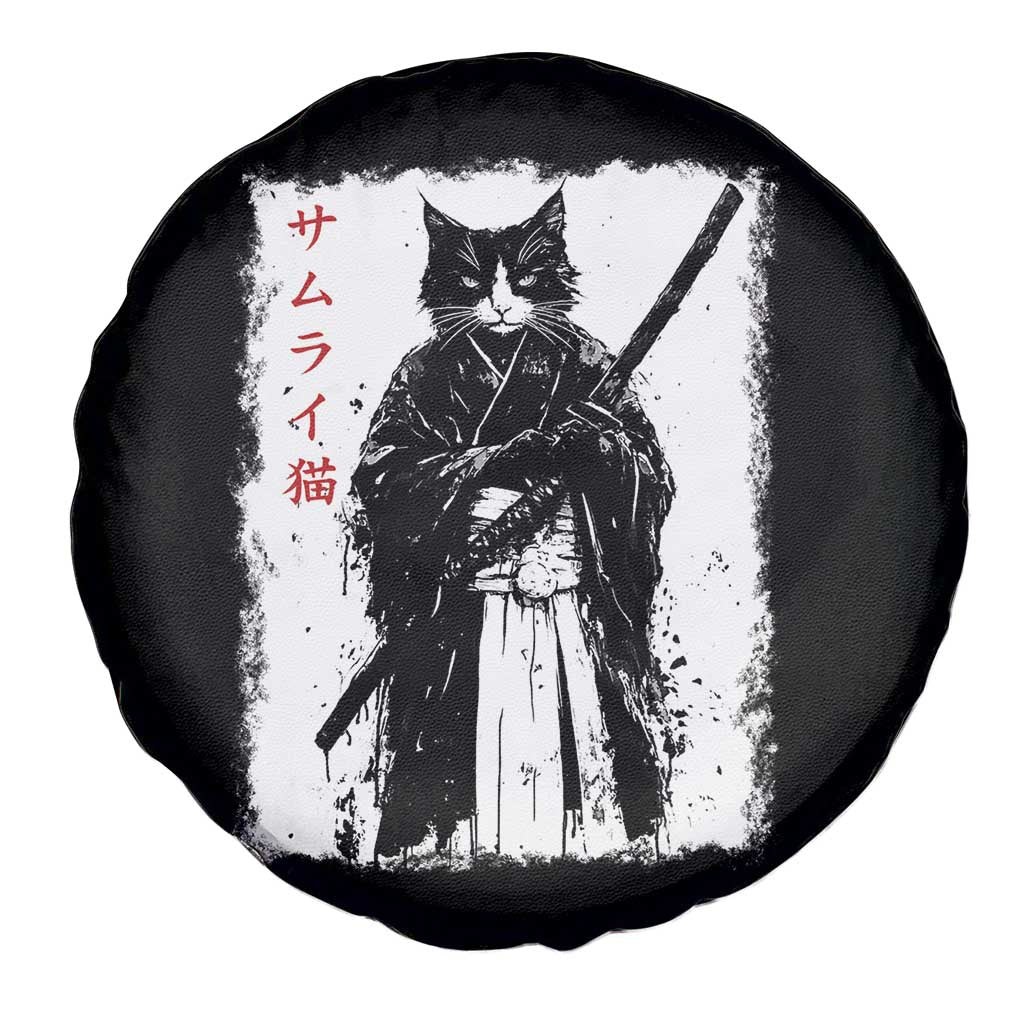 Japanese Samurai Cat Spare Tire Cover Retro Vintage Ukiyo-e Warrior Art Graphic