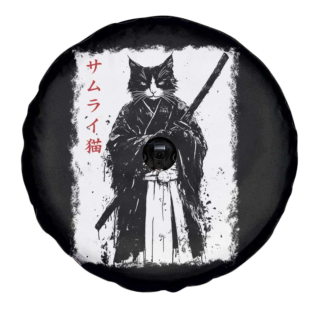 Japanese Samurai Cat Spare Tire Cover Retro Vintage Ukiyo-e Warrior Art Graphic