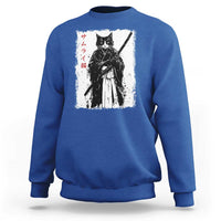 Japanese Samurai Cat Sweatshirt Retro Vintage Ukiyo-e Warrior Art Graphic - Wonder Print Shop