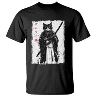 Japanese Samurai Cat T Shirt Retro Vintage Ukiyo-e Warrior Art Graphic - Wonder Print Shop