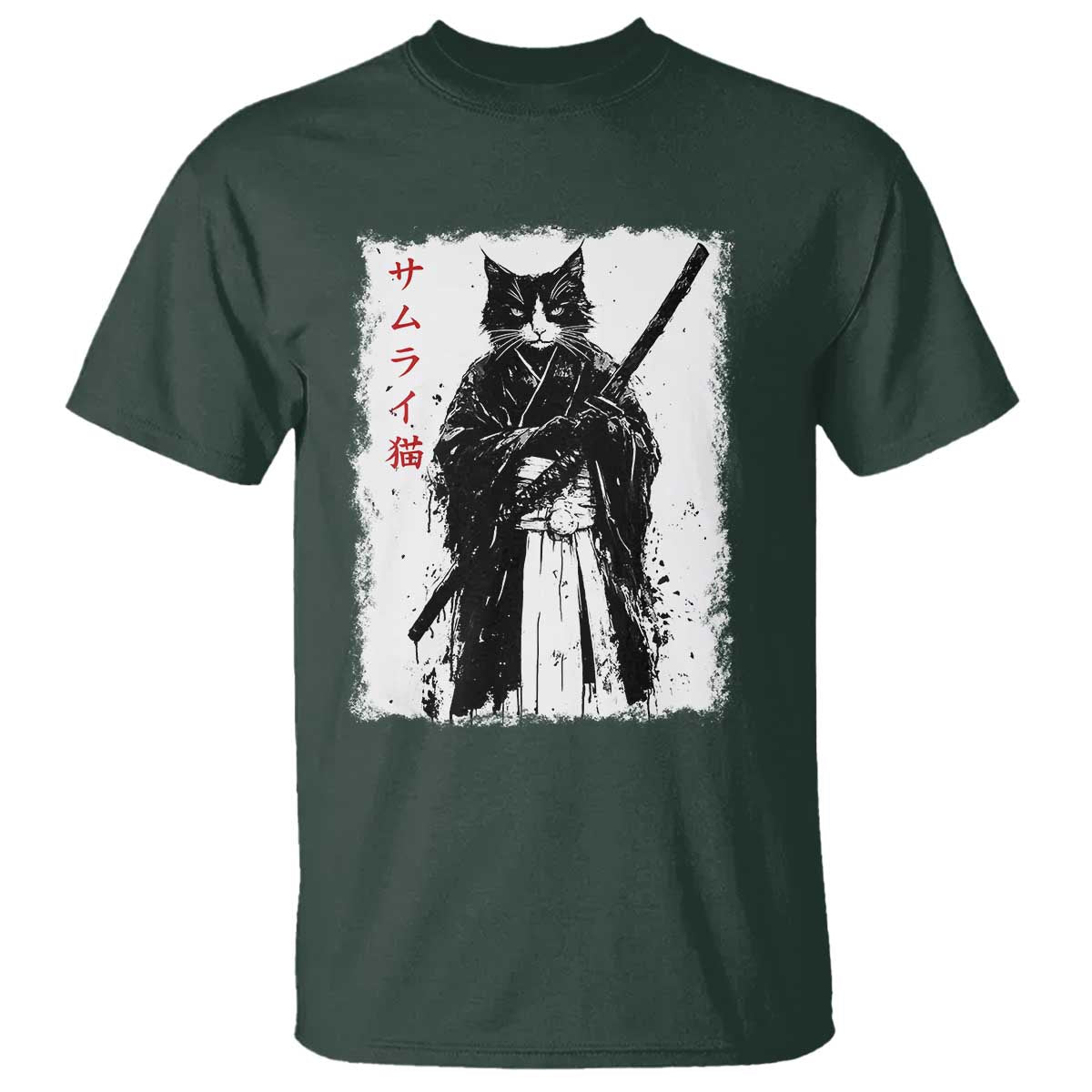 Japanese Samurai Cat T Shirt Retro Vintage Ukiyo-e Warrior Art Graphic - Wonder Print Shop