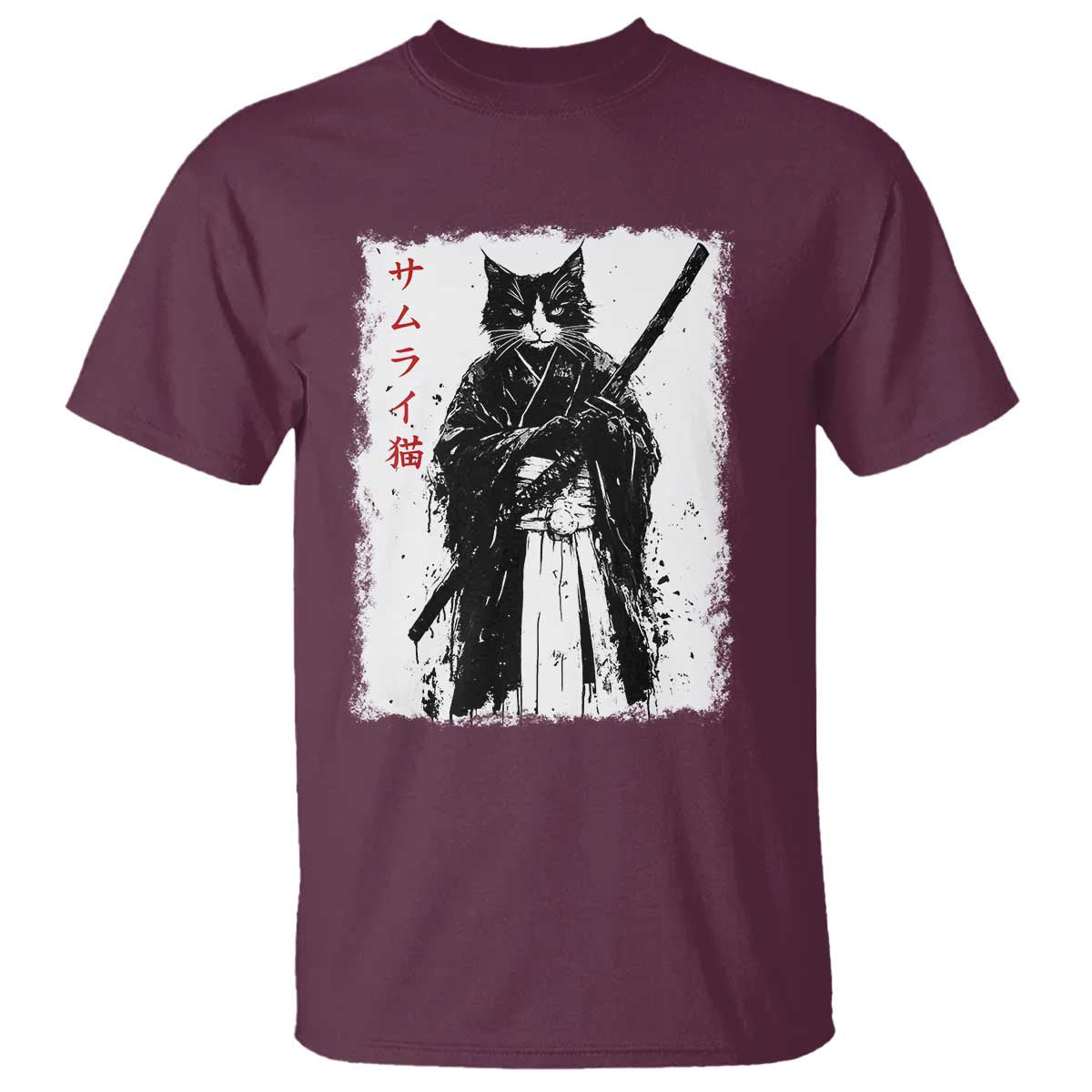 Japanese Samurai Cat T Shirt Retro Vintage Ukiyo-e Warrior Art Graphic - Wonder Print Shop