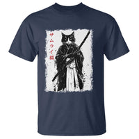 Japanese Samurai Cat T Shirt Retro Vintage Ukiyo-e Warrior Art Graphic - Wonder Print Shop