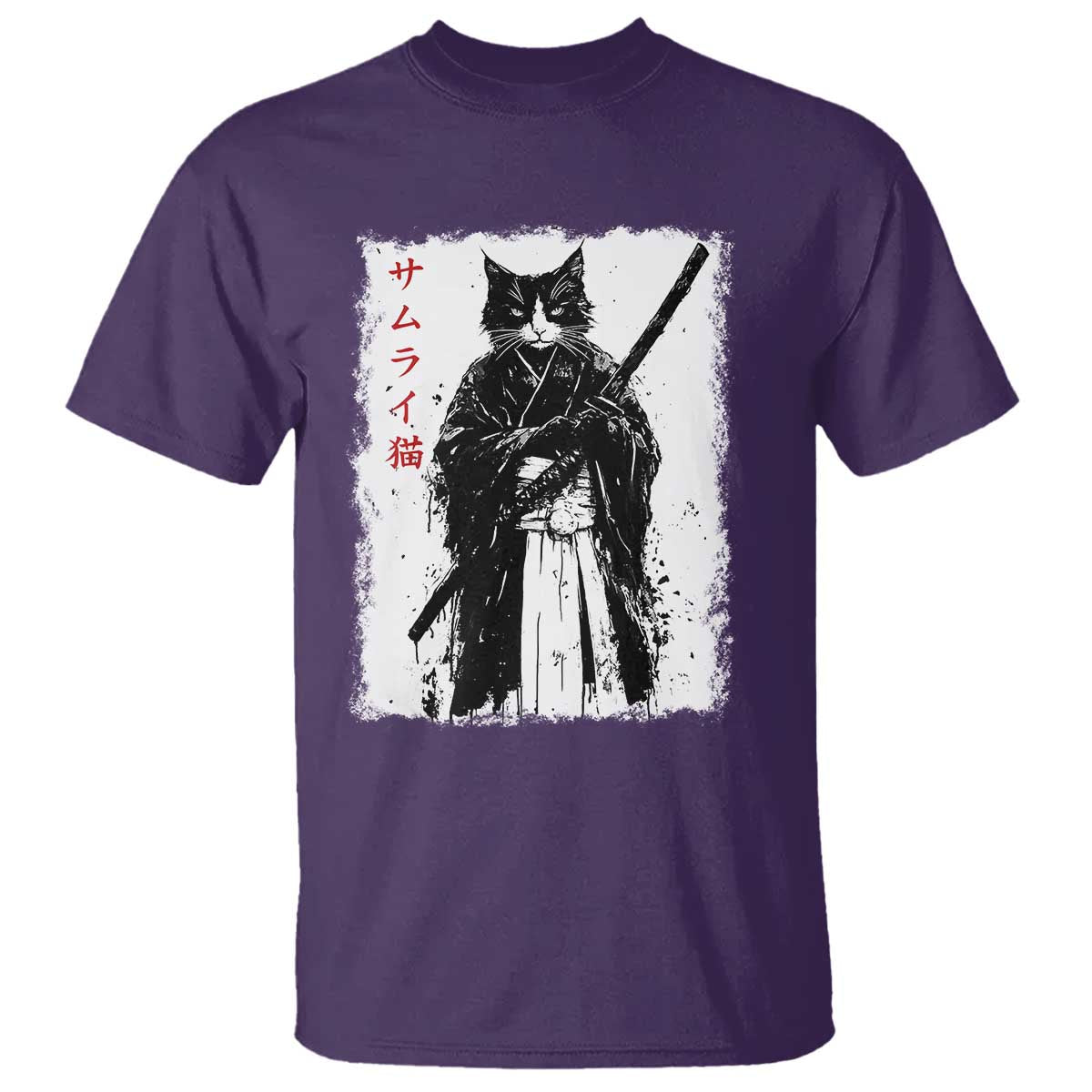 Japanese Samurai Cat T Shirt Retro Vintage Ukiyo-e Warrior Art Graphic - Wonder Print Shop