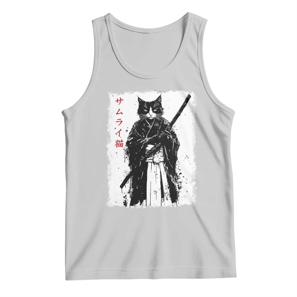 Japanese Samurai Cat Tank Top Retro Vintage Ukiyo-e Warrior Art Graphic