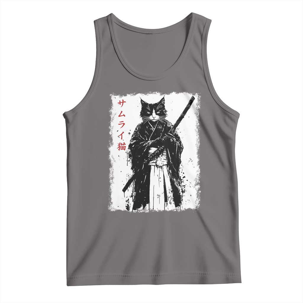 Japanese Samurai Cat Tank Top Retro Vintage Ukiyo-e Warrior Art Graphic