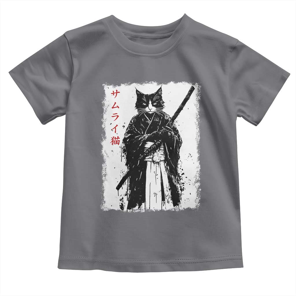 Japanese Samurai Cat Toddler T Shirt Retro Vintage Ukiyo-e Warrior Art Graphic