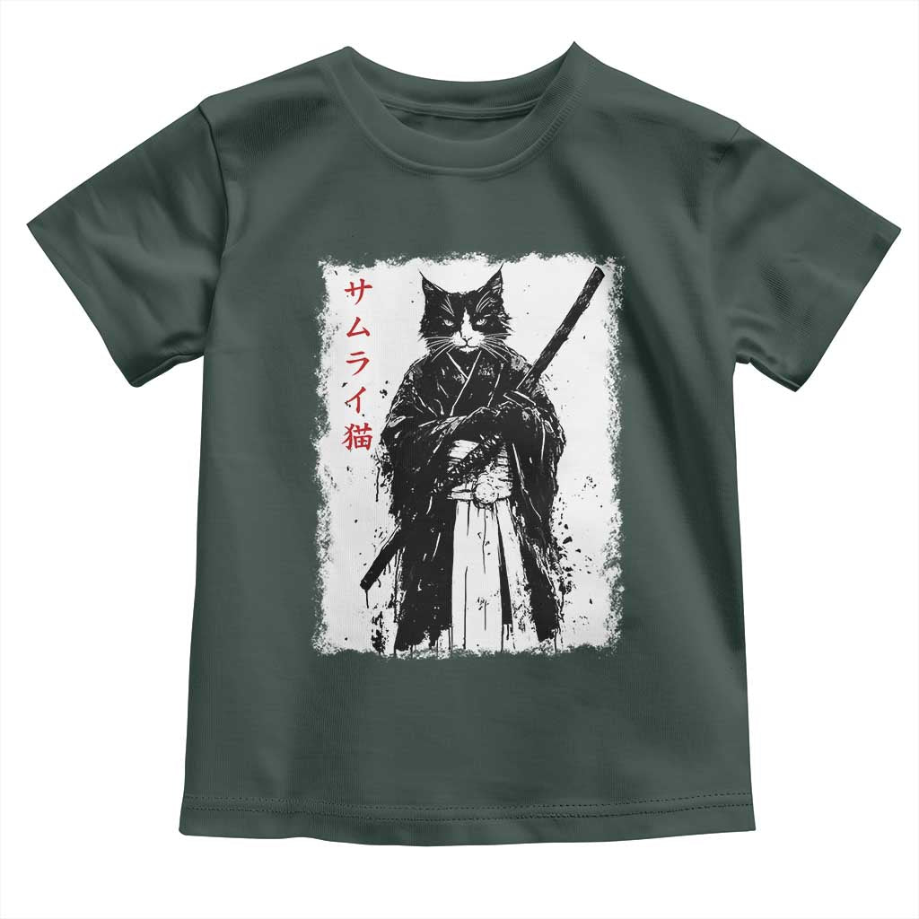 Japanese Samurai Cat Toddler T Shirt Retro Vintage Ukiyo-e Warrior Art Graphic