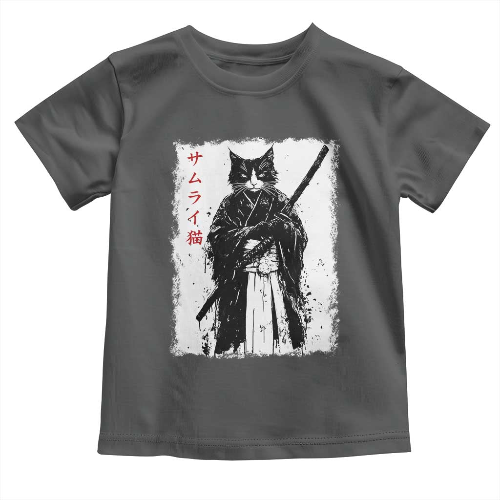 Japanese Samurai Cat Toddler T Shirt Retro Vintage Ukiyo-e Warrior Art Graphic