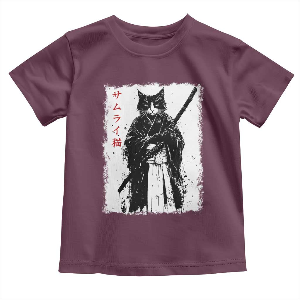 Japanese Samurai Cat Toddler T Shirt Retro Vintage Ukiyo-e Warrior Art Graphic