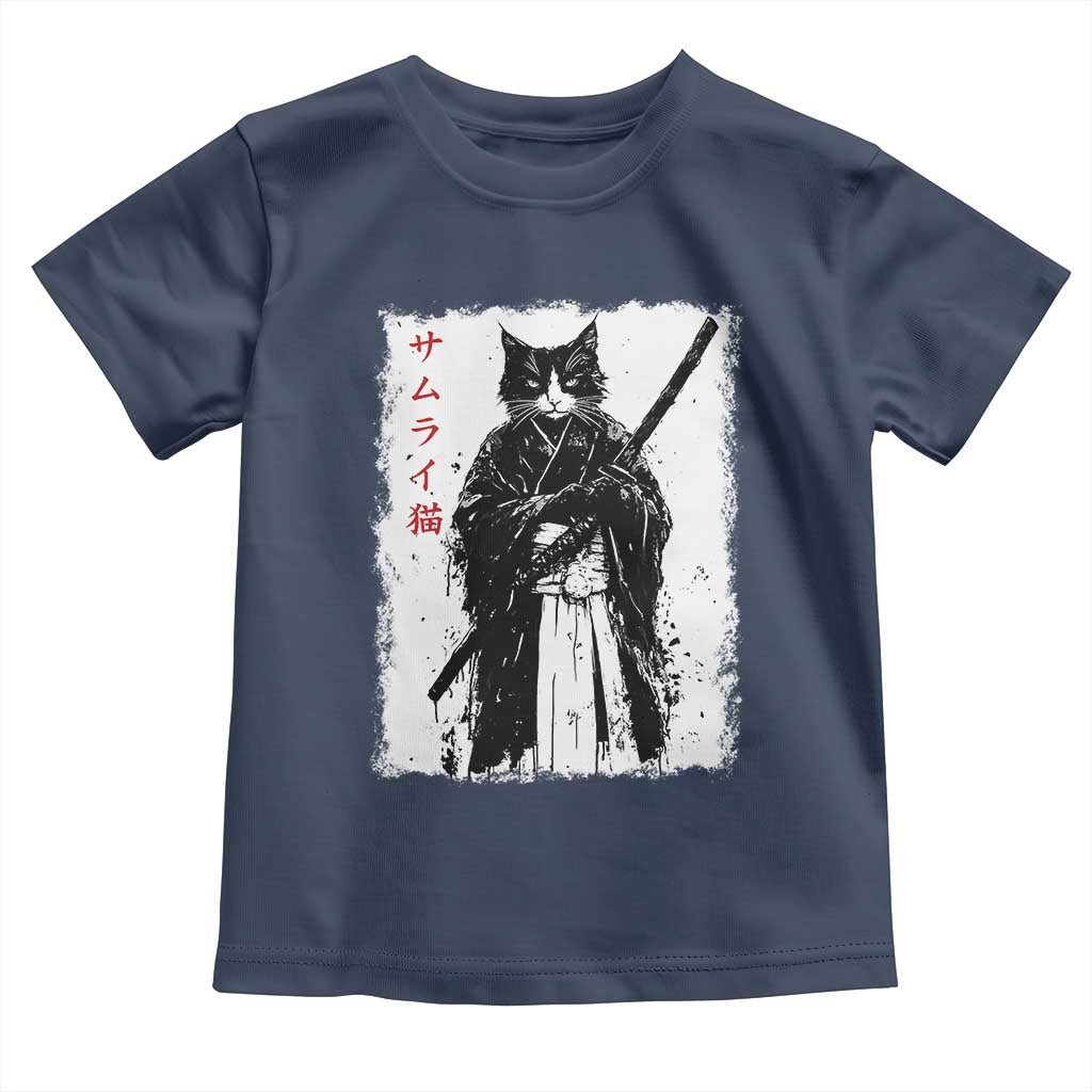 Japanese Samurai Cat Toddler T Shirt Retro Vintage Ukiyo-e Warrior Art Graphic