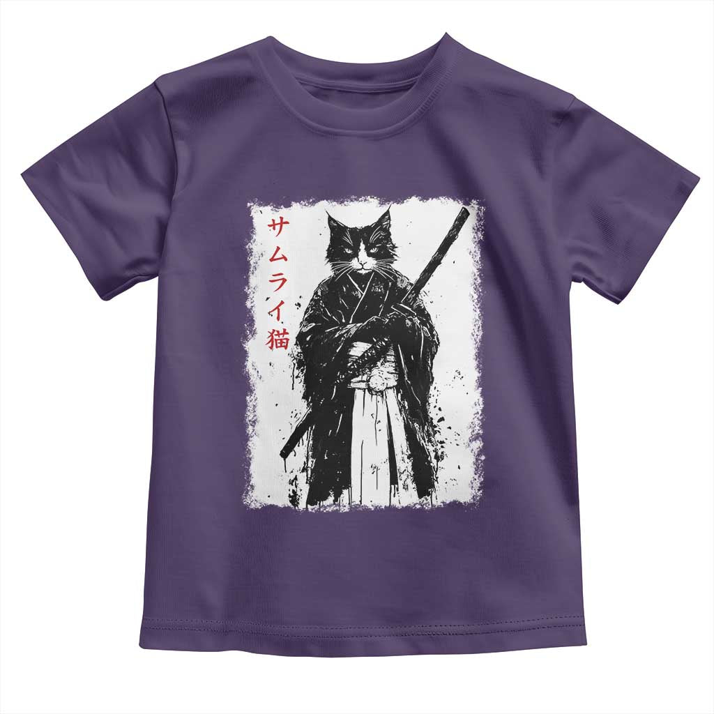 Japanese Samurai Cat Toddler T Shirt Retro Vintage Ukiyo-e Warrior Art Graphic